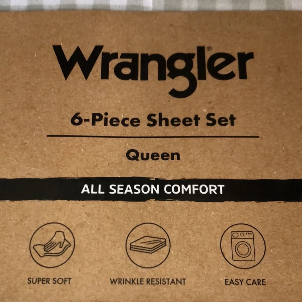 Wrangler CACTUS Gingham 6-Piece Sheet Set - QUEEN